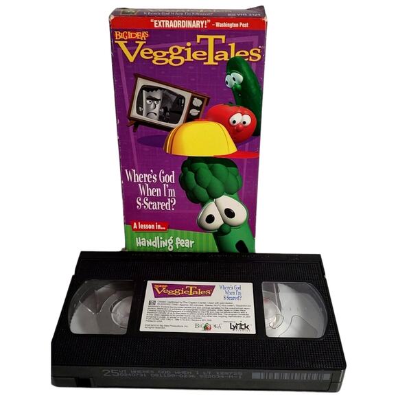 Vintage 1998 VHS VeggieTales Where’s God When I'm S-Scared? Big Ideas Family Fun - Picture 2 of 7